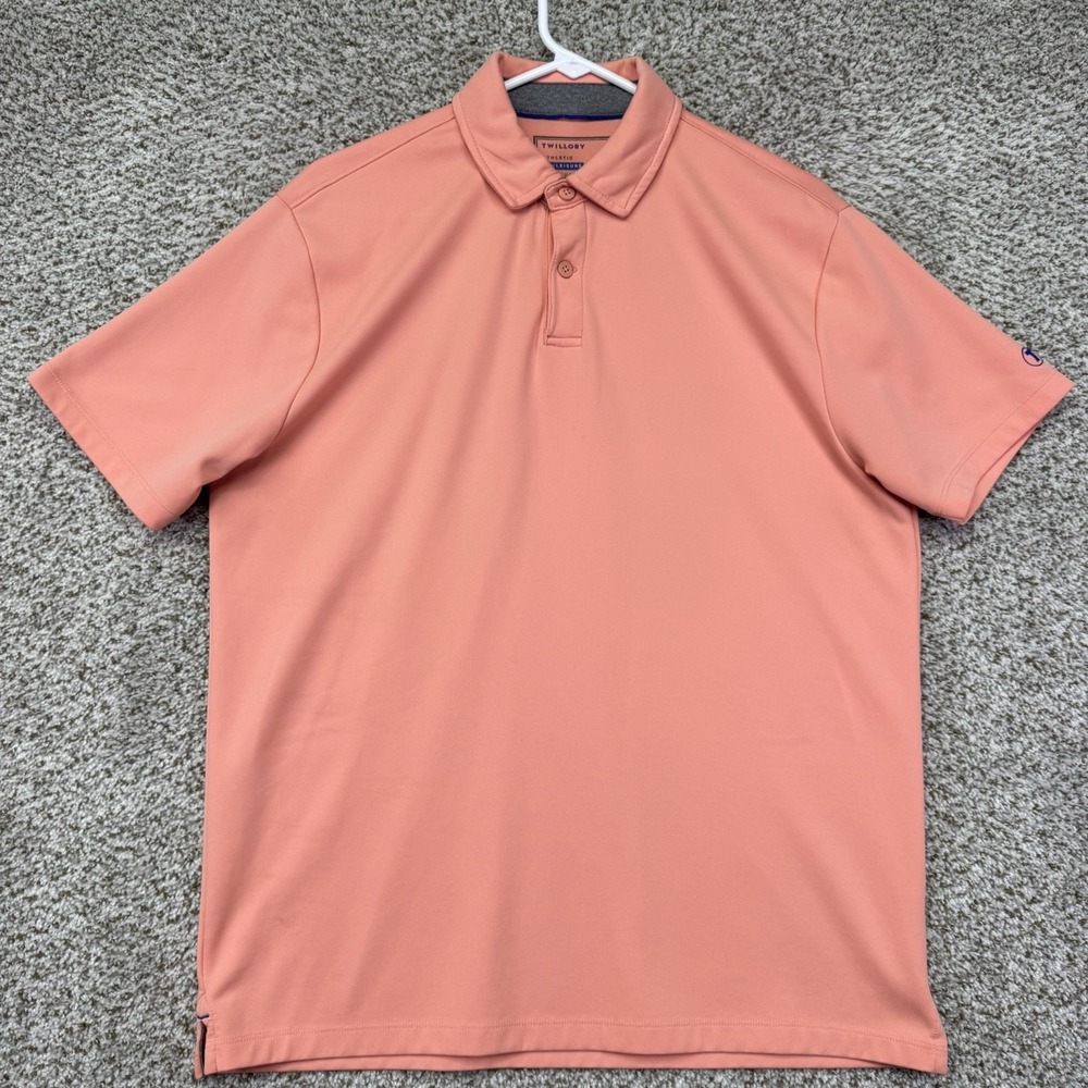 Twillory Athleisure Polo Shirt Men's Large Pink Short Sleeve Performance Golf